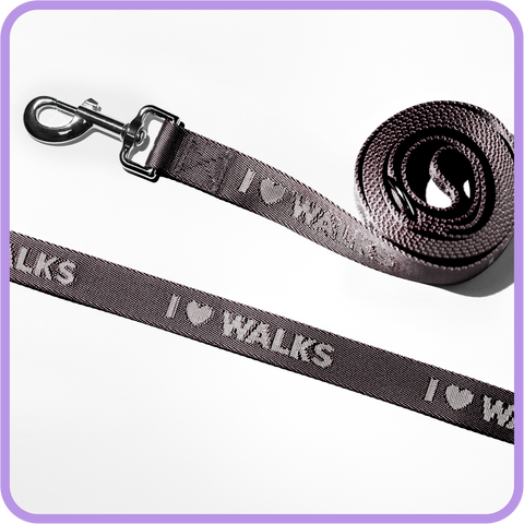 I Love Walks Dog Leash (Black) - 61016